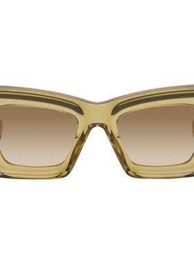 Loewe 女士 太阳镜 绿色 Beveled Cat-Eye 太阳镜