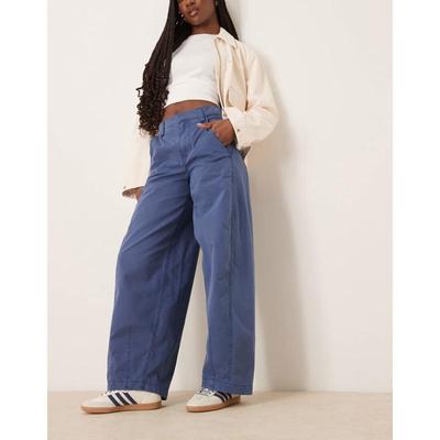 Free People 女士 长裤 rylee 宽松斜纹棉布蓝色裤子(牛仔色)