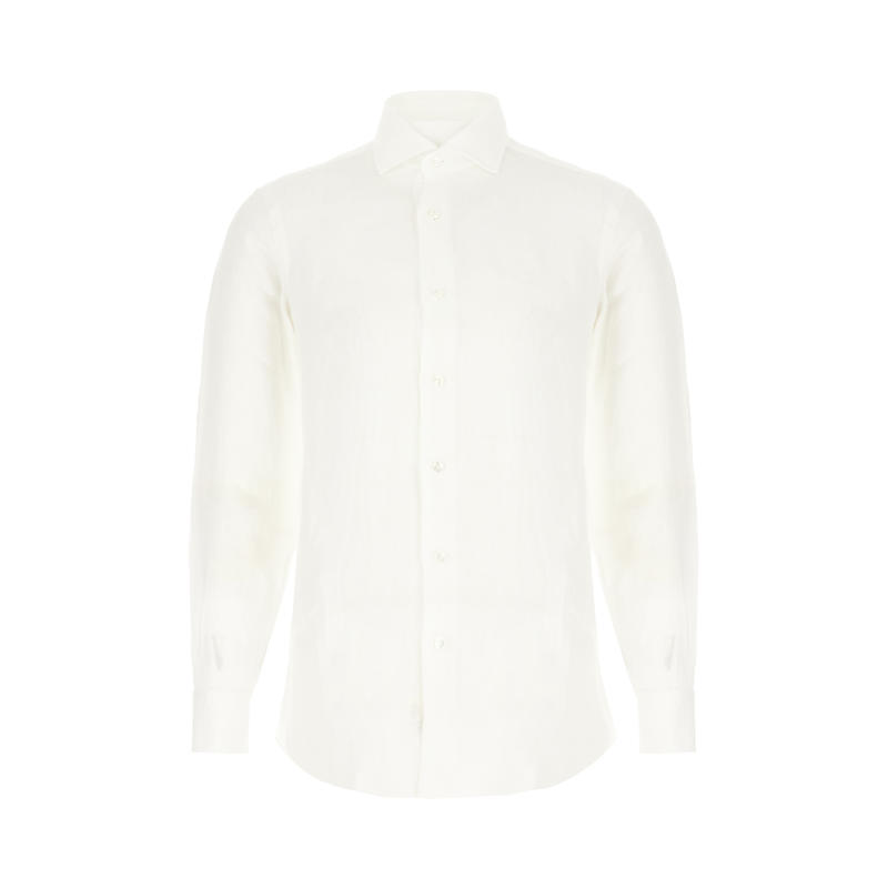 BARBA Napoli 男士 SS25 衬衫 白色亚麻衬衫