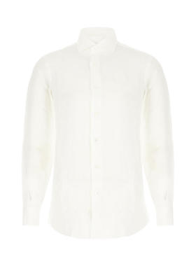 BARBA Napoli 男士 SS25 衬衫 白色亚麻衬衫