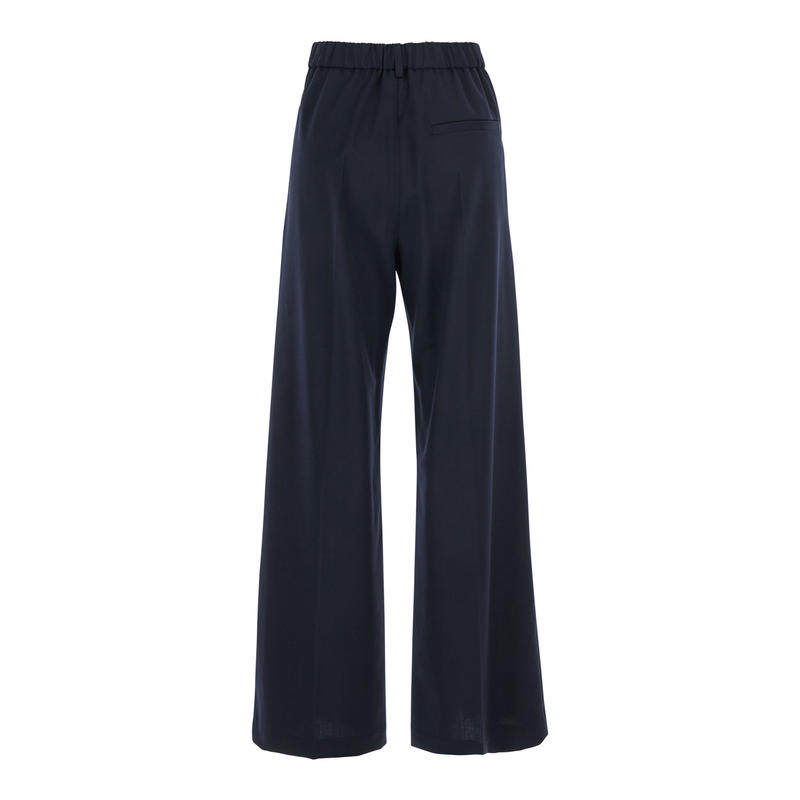 Tela 女士 FW25 长裤 'Niside' 蓝色前打褶羊毛混纺女士阔腿裤