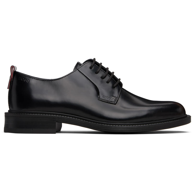 HUGO BOSS雨果博斯 男士 休闲皮鞋 黑色压花德比鞋