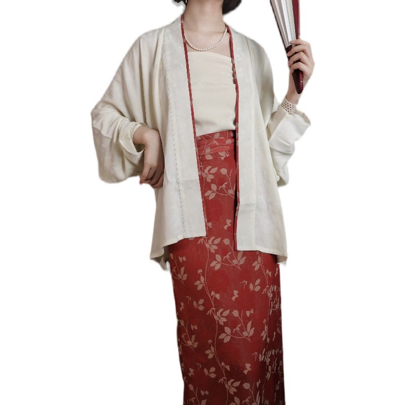 裳裳者华 榴花 宋制直领对襟飞机袖短衫两片裙旋裙日常汉服春夏秋