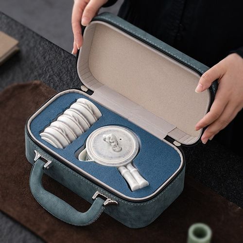 便携收纳包快客杯小套茶艺茶杯户外泡茶壶钧窑侧把可定制旅行茶具