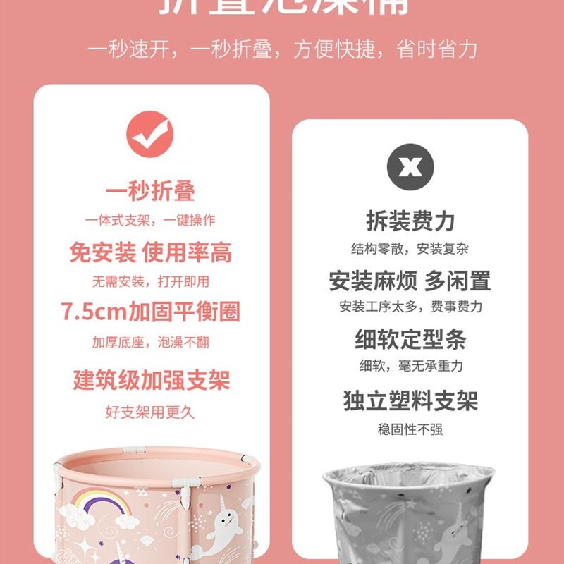 儿童泡澡桶婴儿游泳桶家用宝宝洗澡桶大人可折叠浴桶全身加热大盆