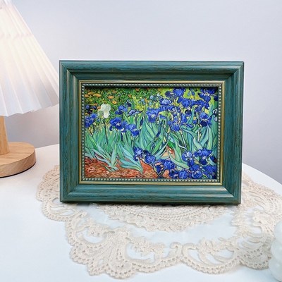 梵高杏花鸢尾花油画装饰画相框摆件家居复古治愈系客厅卧室挂画