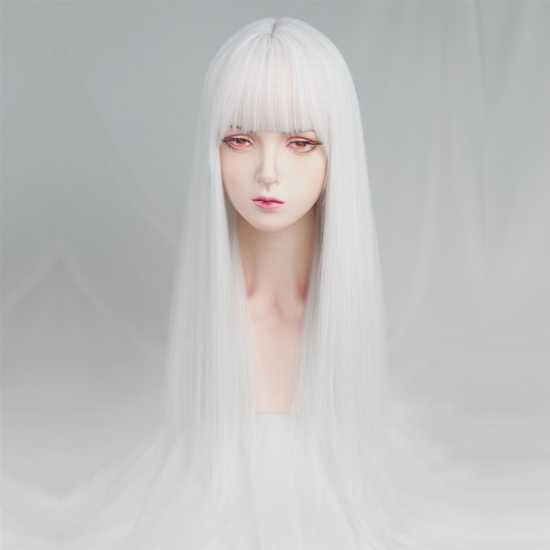 白色假发女长发cos万用网红日常jk长直发万圣节lolita女全头套式