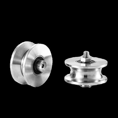 304不锈钢定位轴承滑轮V型导向轨道轮子U型槽方轨配轴机械定制轮