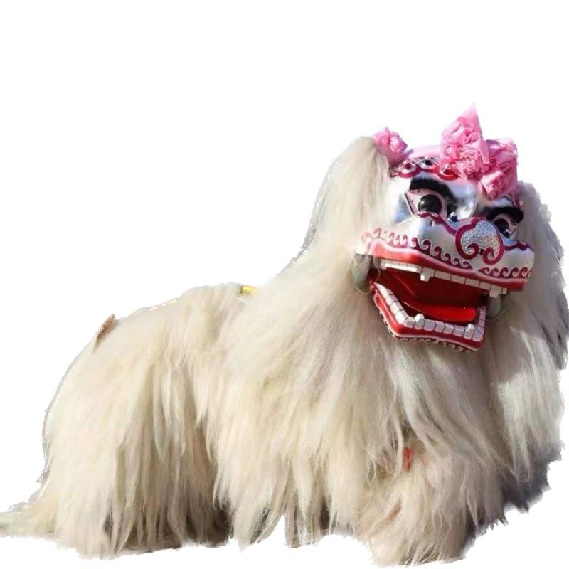 舞龙舞狮道具白色牦牛舞狮双人款加厚狮皮网红舞狮整套笑脸北狮