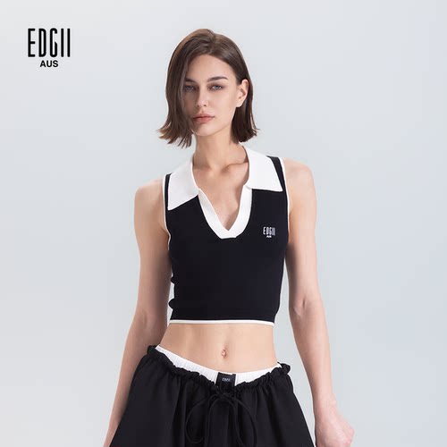 EDGII针织无袖网球运动polo衫