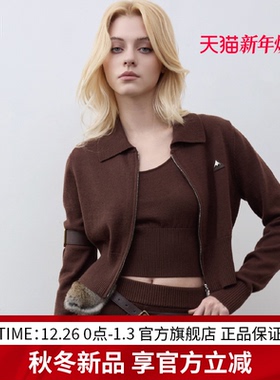 EDGII 2025AW新品polo领拉链长袖针织外套简约百搭休闲开衫