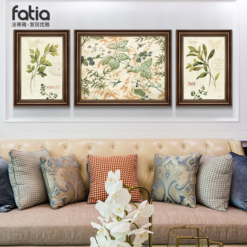 美式客厅装饰画沙发背景墙挂画复古油画欧式三联画壁画轻奢高级感,家居饰品,现代装饰画,淘宝优惠券,粉丝福利购,淘宝优惠卷