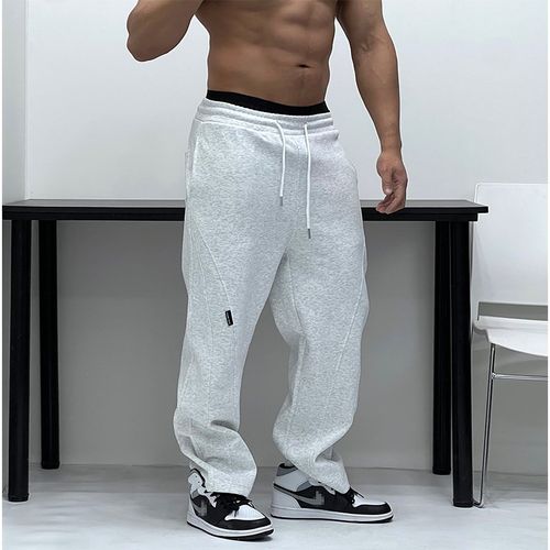 质感纯棉好面料!直筒大长腿不收口松紧长裤卫裤潮男春秋直裤脚