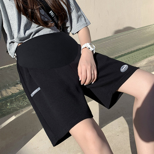 孕妇短裤女夏外穿时尚薄款大码阔腿5分夏季宽松显瘦纯棉黑色中裤