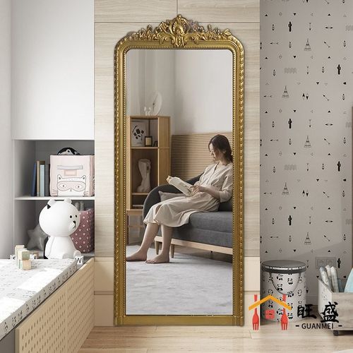 法式轻奢雕花全身镜复古玄关壁挂家用靠墙欧式穿衣镜卧室落地镜