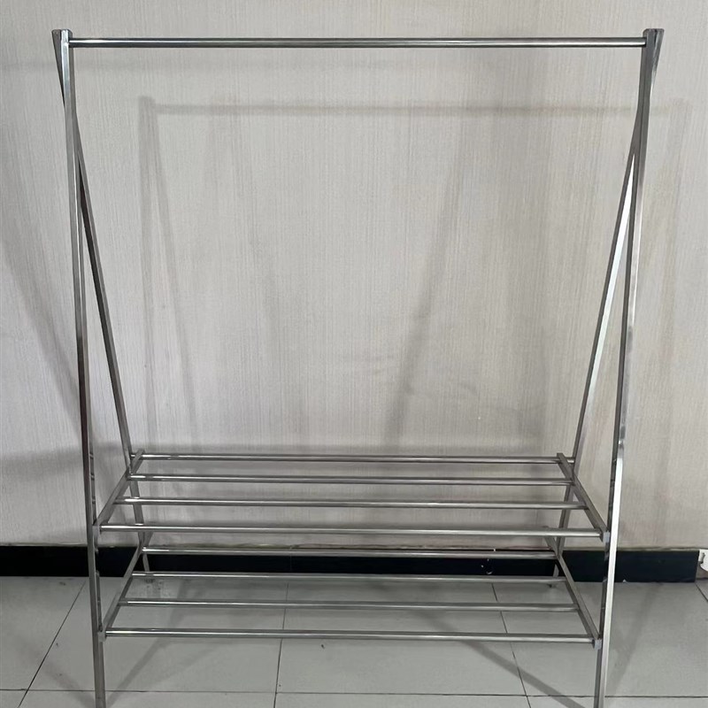 不锈钢晾衣架落地折叠家用晒衣架卧室挂衣架室内简易单杆式衣帽架