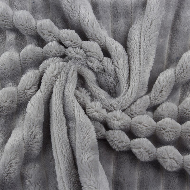 提花抽条法兰绒素色2cm毛毯家居服鞋帽抱枕玩具针织绒布面料现货