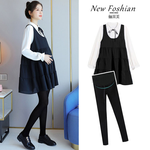 孕妇秋装套装时尚款上衣网红2022新款春秋款女秋季洋气孕妇连衣裙