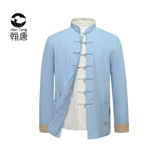 中国风青年潮流棉麻外套唐装男中老年复古盘扣汉服爸爸休闲中山装