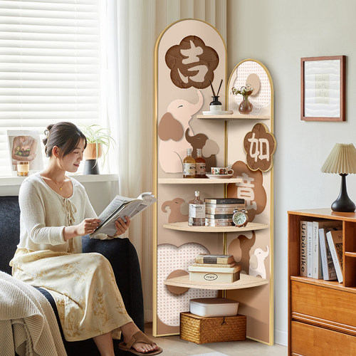 大象客厅转角装饰摆件夹缝多层置物架卧I室角落拐角收纳柜画三角