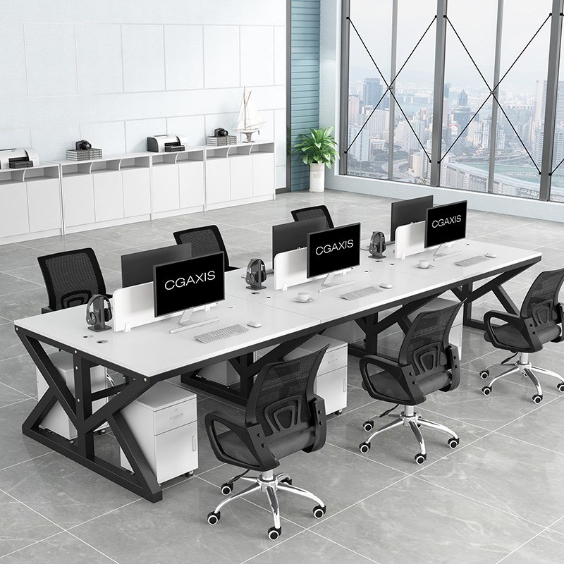 办公桌四人位简约现代职员电脑桌员工卡位办公桌椅组合家具厂家