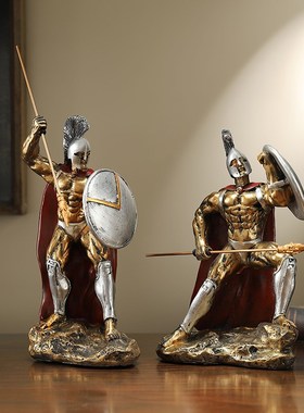 复古斯巴达人物工艺品摆件轻奢高档酒H柜家居客厅书柜装饰品摆设