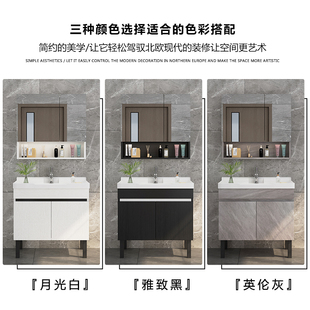 北欧洗手台盆柜面盆柜洗脸池柜组合镜柜卫浴柜实木浴室柜落地式盆