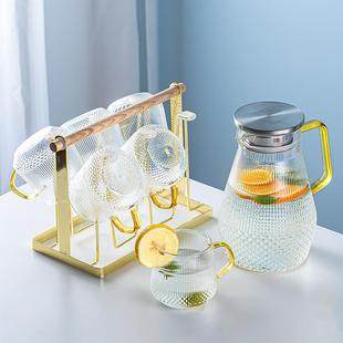 夏 冷水壶家用耐高温玻璃茶壶开水杯大容量果汁壶凉水壶凉水杯套装