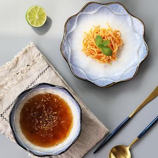 青莲沙拉陶瓷碗水果盘北欧创意现代客厅茶几零食盘家用意面甜点盘