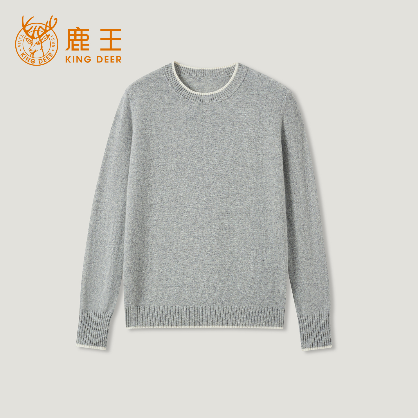 King Deer/鹿王圆领纯山羊绒衫女士春秋2025新款宽松气质针织毛衣