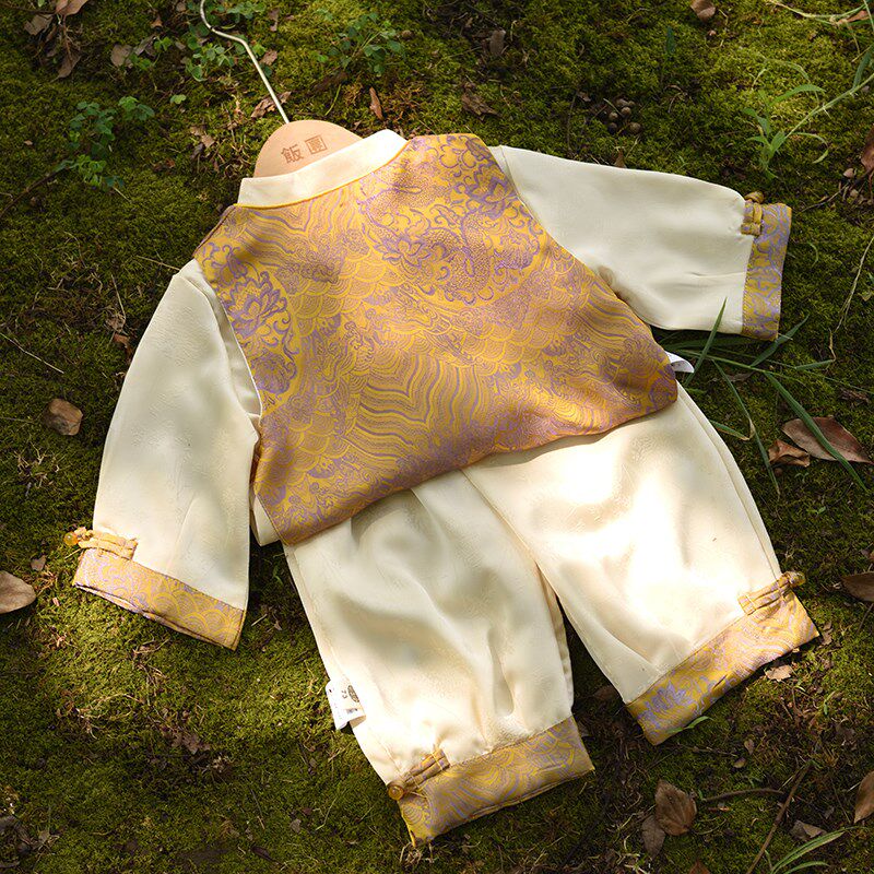 男宝宝满周岁f礼服秋冬季抓周衣服幼儿新中式分体套装高端国风唐