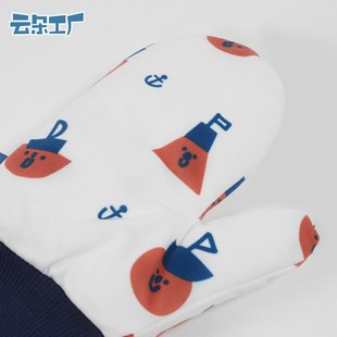 云朵工厂a 船员印花手套加绒加厚可爱情侣保暖秋冬季挂脖全指手套