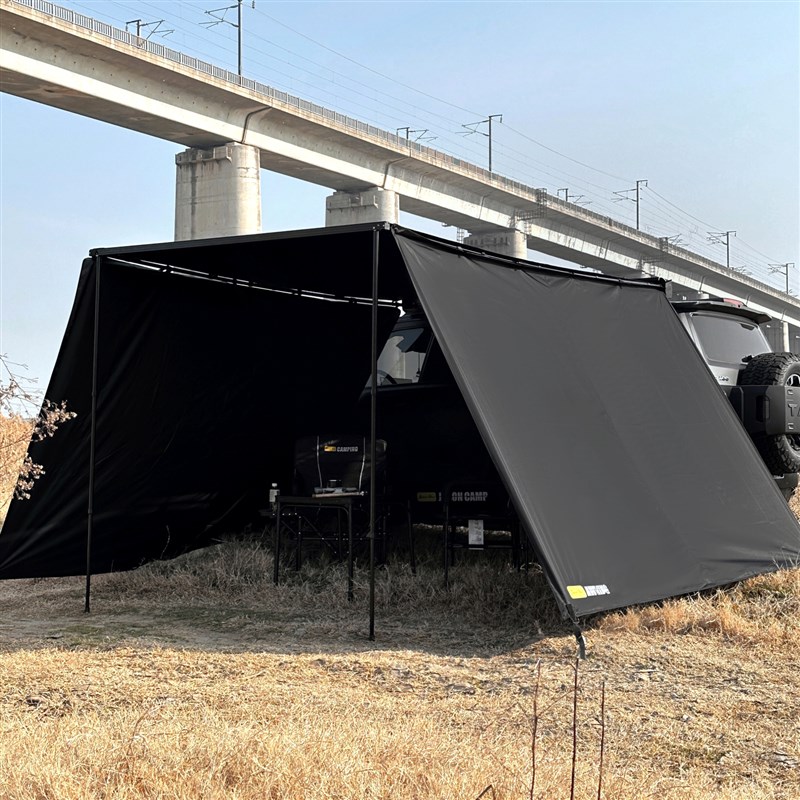 简森户外车边帐篷l黑胶黑化侧面遮阳布带窗纱网拓展房车载防雨露