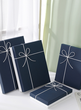 礼物盒空盒简约蓝色包装盒生日礼y盒装衣服围巾大号礼品盒定制LOG