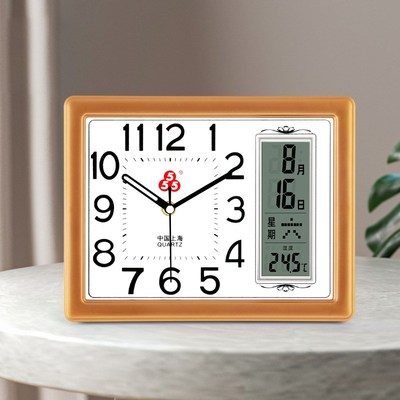 三五牌万年历座钟客厅卧室静音日历台式电子O表钟表带温度桌面时