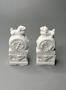 仿古门当石桌面小摆m件国风门墩一对招财貔貅抱鼓石微景观造景装