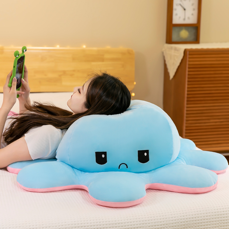 变脸超大号c章鱼玩偶抱枕生气双面八爪鱼翻面头套巨型毛绒玩具公