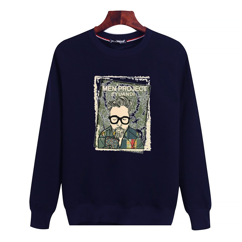 秋冬男士不倒绒纯棉加厚加绒卫衣长袖加肥加大码S保暖t恤胖子外套