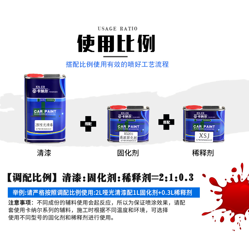 汽车油漆桶装哑光透n明清漆套固化剂防锈漆金属漆漆划痕翻新漆