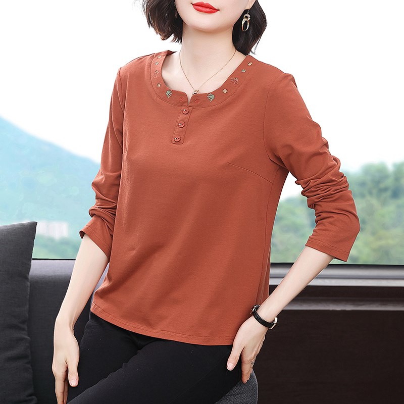 长袖t恤b女 宽松2024新款中老年妈妈装减龄打底衫洋气秋衣外穿