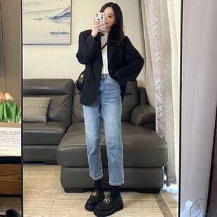 西装外套女新款春秋款宽松显瘦小个子高级感黑色小西服气质上衣女