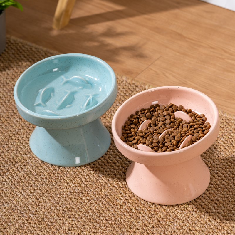 慢食碗陶瓷狗碗狗狗缓食盆中小型犬防噎宠物碗高脚护颈猫碗猫粮碗