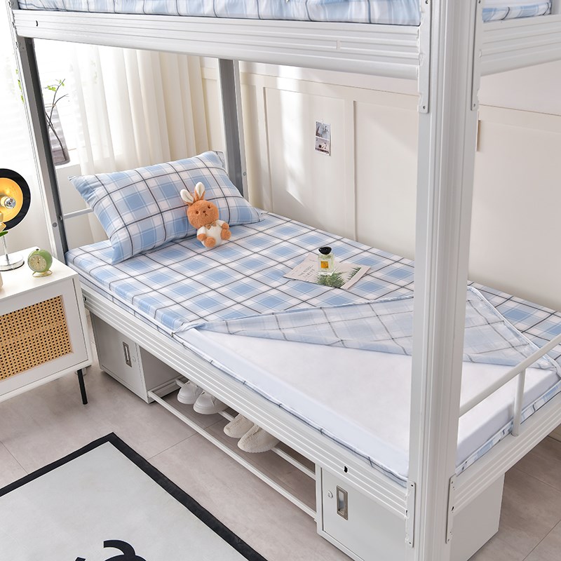 100全棉学生宿舍专用床笠六面全包床垫套拉链款纯棉床罩90x200cm