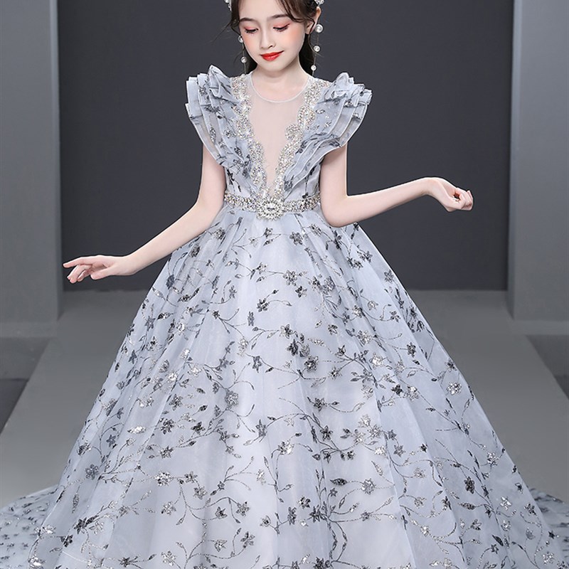 儿童礼服公主裙女童2021霸气模特走秀女孩高端10岁晚礼服钢琴演出