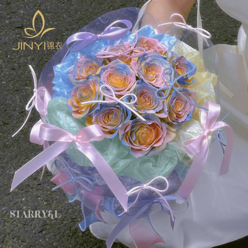 锦衣琉璃盏水光膜 花店防水玻璃纸鲜花包装纸花束手揉玻璃质感