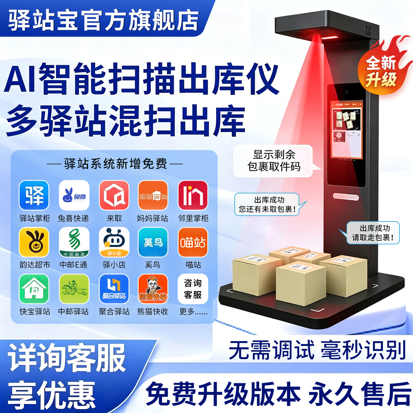 【2026款Ai智能】iData快递出库仪人脸拍照高拍仪扫描一体机适用菜鸟驿站多多妈妈韵达兔喜快递超市喵站