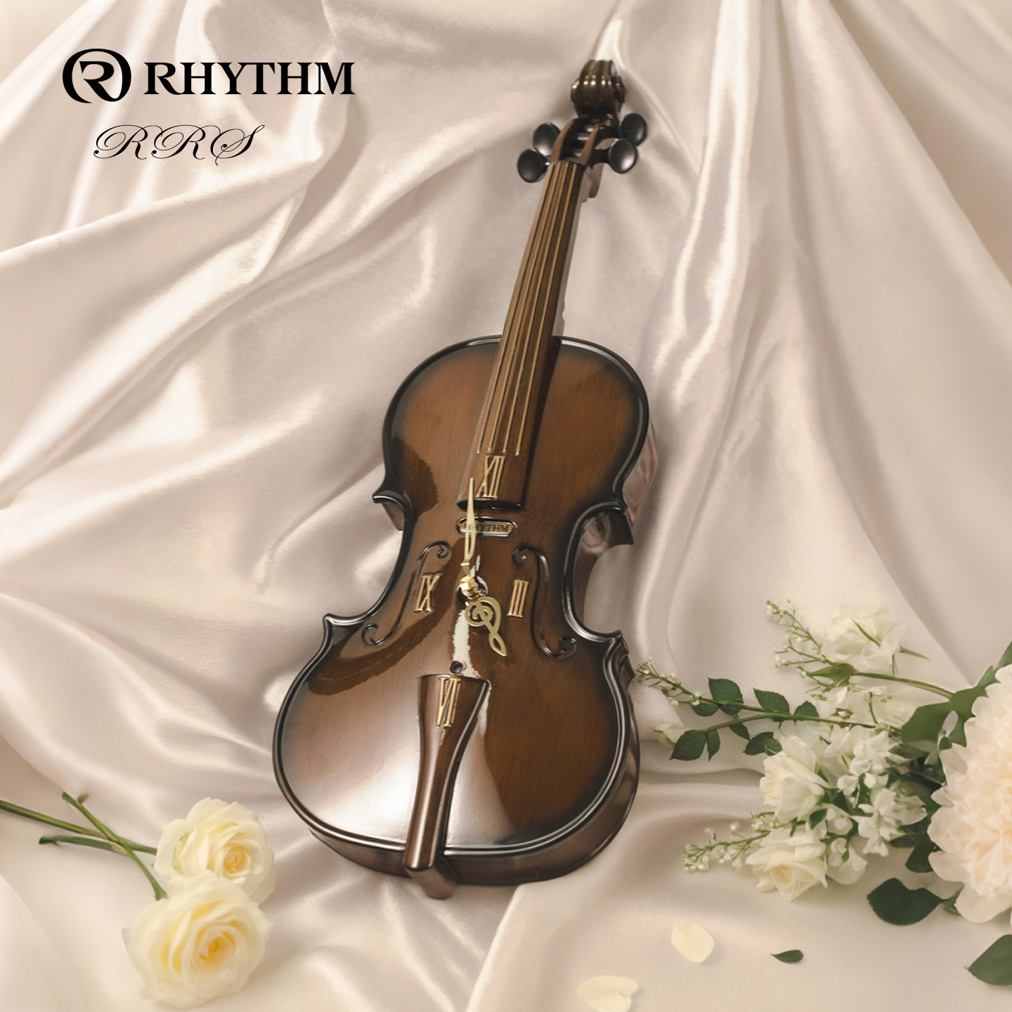 RHYTHM丽声静音实木挂钟