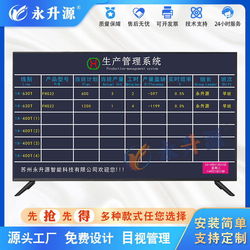工厂管理LCD电子看板计划产量实际达成率计数显示屏MES系统