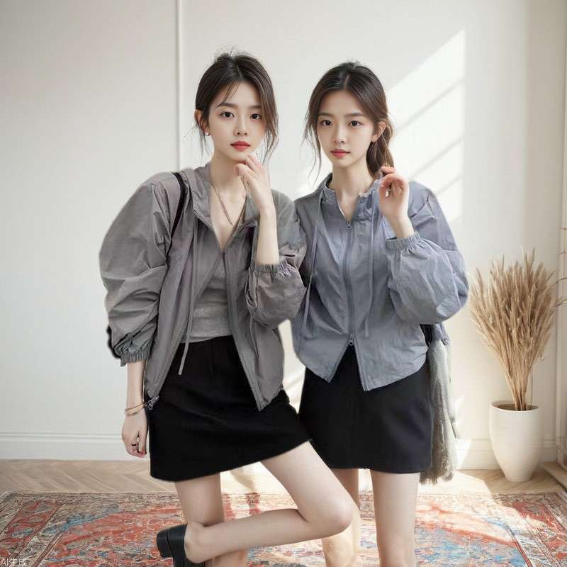 休闲薄透气速干防晒衣女款夏季2025新款防紫外线小个子短款冲锋衣