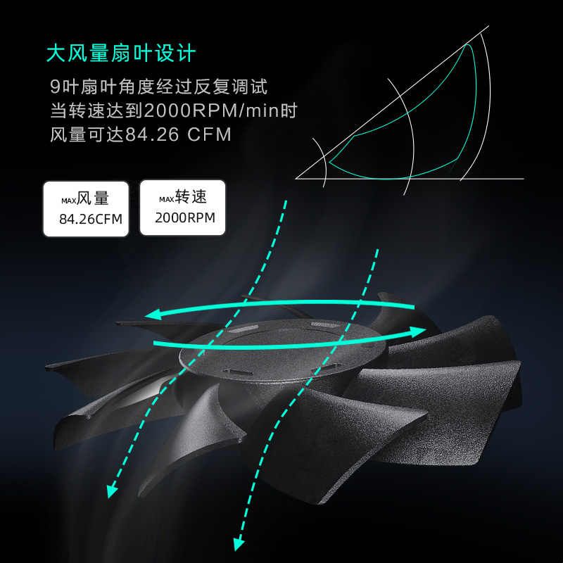 PHANTEKS追风者M25全黑12/14cm温控大风量电脑机箱水冷散热器风扇